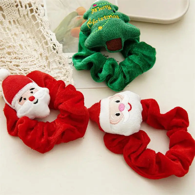 1PC New Year Christmas Velvet Hair Ring Cute Barrettes Bow Deer Santa Claus Christmas Headwear Girls Fashion Hair Accessories