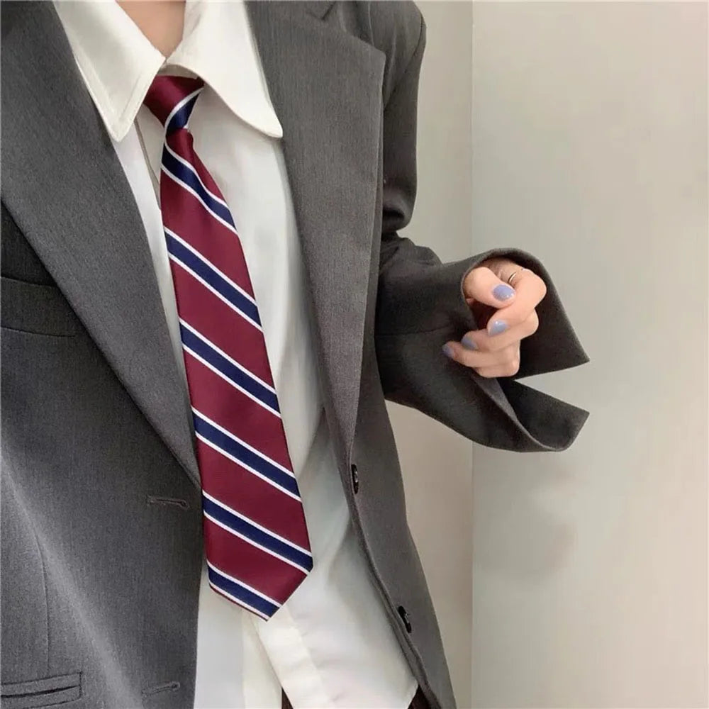 INS Vintage Striped Neck Tie For Women Men Japanese JK Style Necktie Casual Versatile Tie Shirt British Style School Accessories