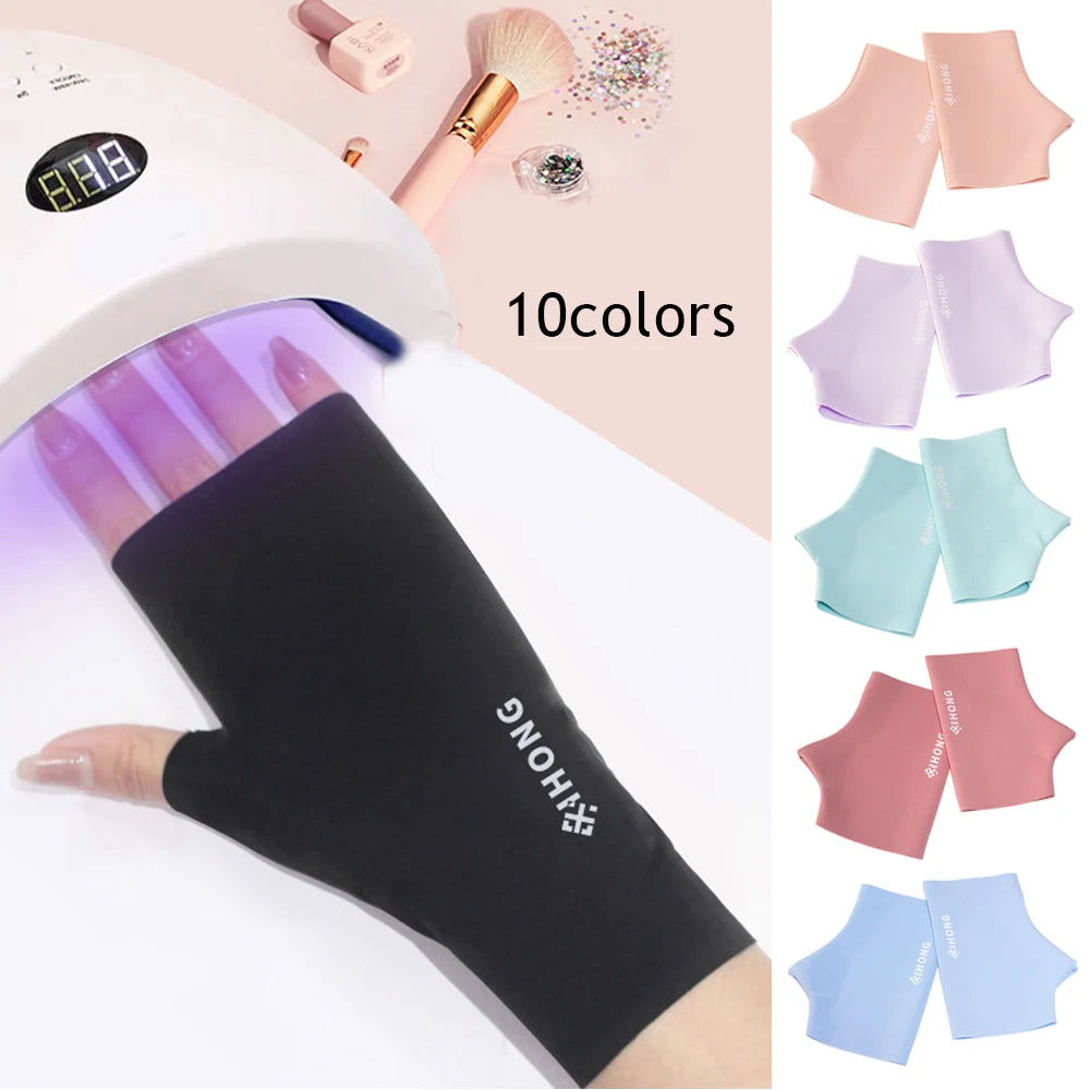 2pcs Anti Nails UV Protection Fingerless Gloves Led Lamp Radiation Proof Glove Protecter Hands For UV Light Lamp Dryer Manicure