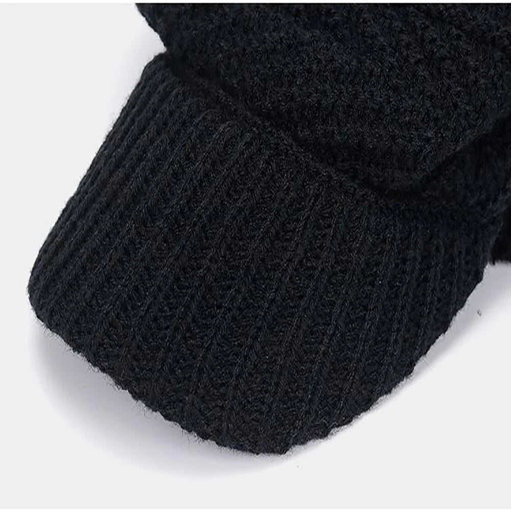 Winter Warm Knitted Scarf Hats Thicken Plush Beanies Wool Knit Caps Men Women Outdoor Cycling Ski Cold Protection Neck Mask Hat