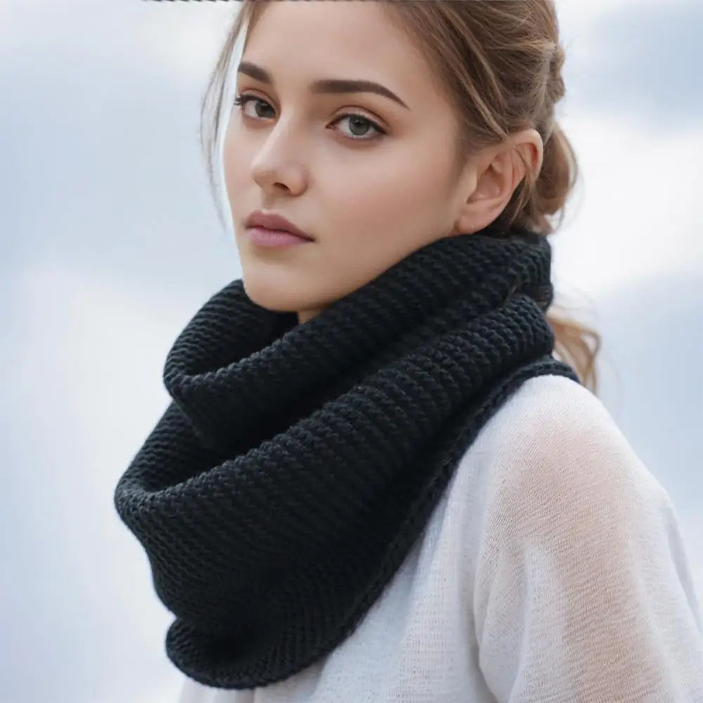 Winter Women Knitted Solid Color Thick Scarf Circle Loop Scarf Vintage Teenager Girls Ring Scarves Autumn Winter Warmer Neck