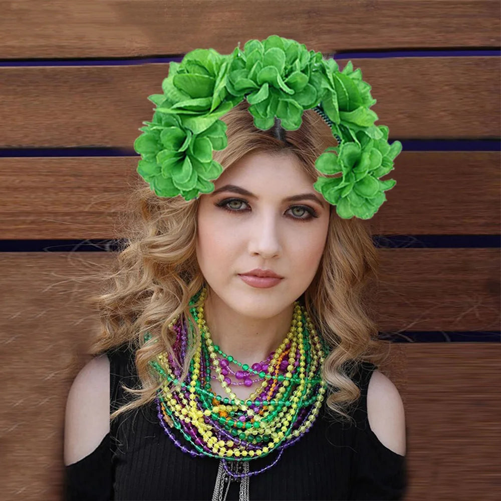 Fashion Saudi National Day Garland Rose Flower Crown Women Headbands Festival Wreath Girls Floral Wreath Celebration Headpiece