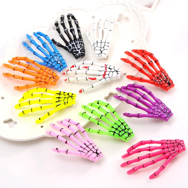 1PC Harajuku Design Skull Hand Bone Hairpin Gripper Ghost Skeleton Hair Clips Bone Claw Women's Fashion Gothic Hair Accessories